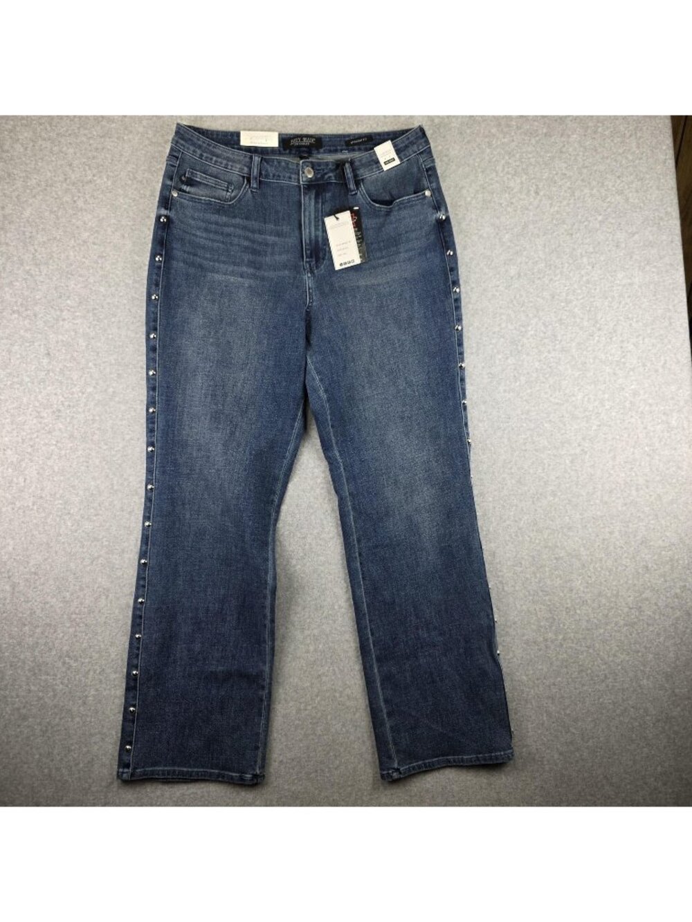 Judy Blue Jeans Womens 15/32 High Waist Straight Studded Dark Wash NWT Blue